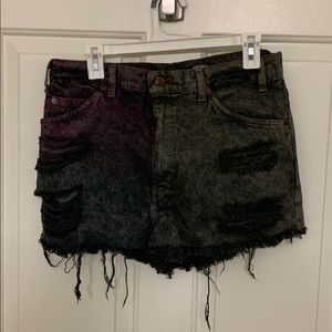 Urban outfitters tie dyed ripped levi jean shorts